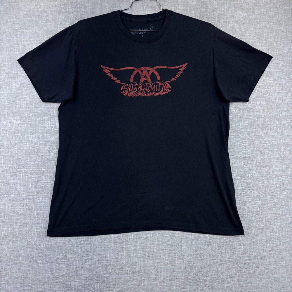 Aerosmith Mens Winged Logo Graphic T-Shirt Black Red Large 2019 Rag Doll